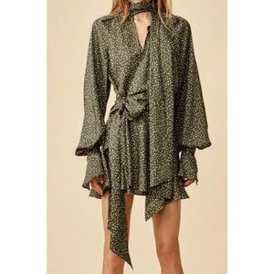 NWT Acler Doheny Tie Neck Polka Dot Mini Dress